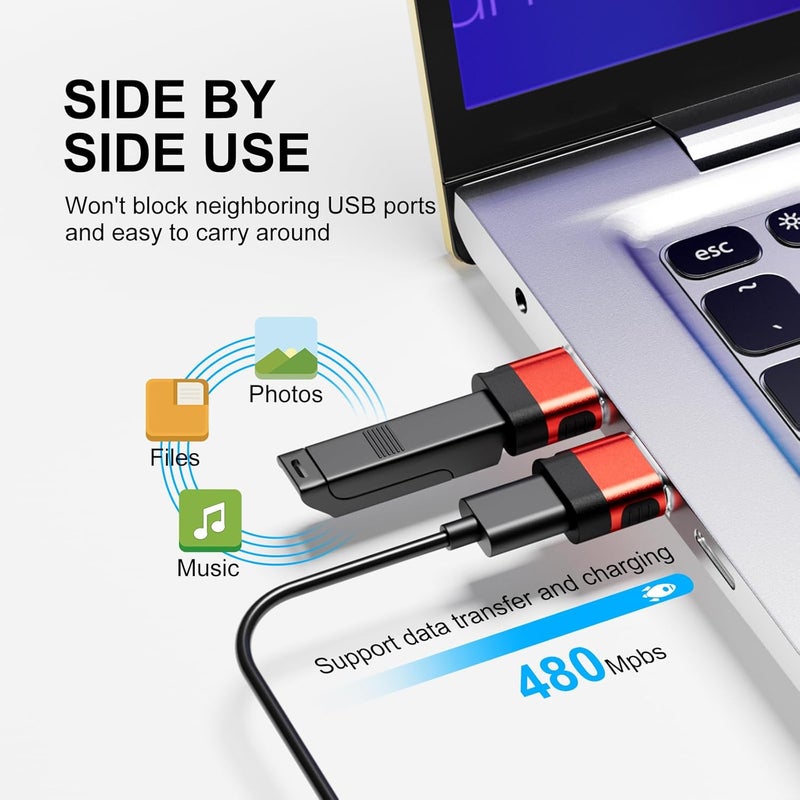 BaseNew Store USB to USB C Adapter 6 Pack,USB Type C Adapter,USB A to C Adaptor,USBC Female USBA Male Converter for iPhone 16 15 14 13,MacBook,iPad,Car Play,Charger,Red - Image 3